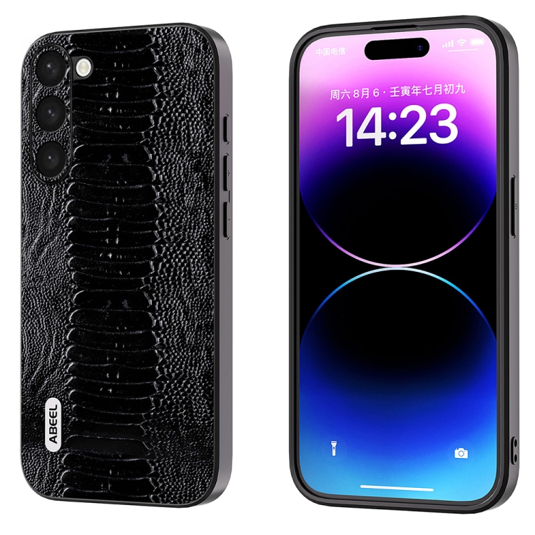 

For Samsung Galaxy S23+ 5G ABEEL Genuine Leather Weilai Series Phone Case(Black)