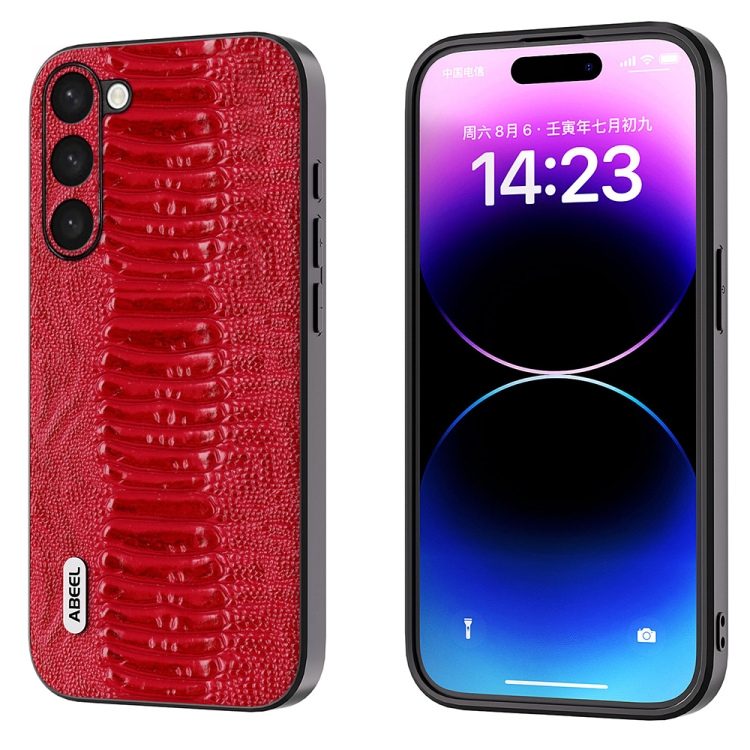 

For Samsung Galaxy S23 5G ABEEL Genuine Leather Weilai Series Phone Case(Red)