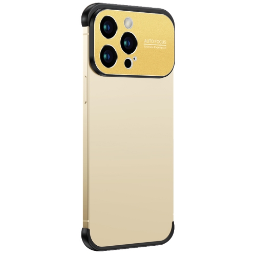 

For iPhone 12 Pro Max Metal Large Window + TPU Corners Phone Protective Frame(Gold)