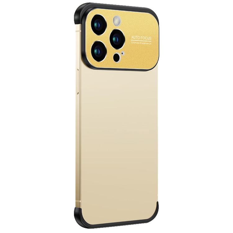 

For iPhone 12 Pro Metal Large Window + TPU Corners Phone Protective Frame(Gold)