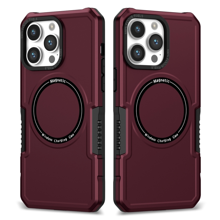 

For iPhone 15 Pro Max MagSafe Shockproof Armor Phone Case(Wine Red)