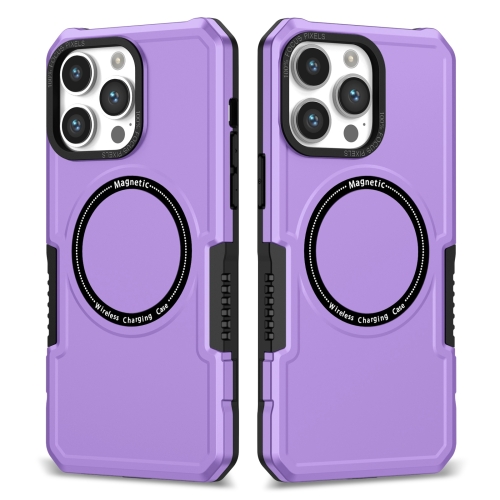 

For iPhone 15 Pro MagSafe Shockproof Armor Phone Case(Purple)