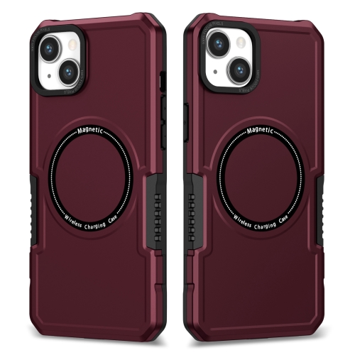 

For iPhone 15 Plus MagSafe Shockproof Armor Phone Case(Wine Red)