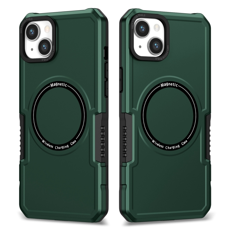 

For iPhone 15 Plus MagSafe Shockproof Armor Phone Case(Dark Green)