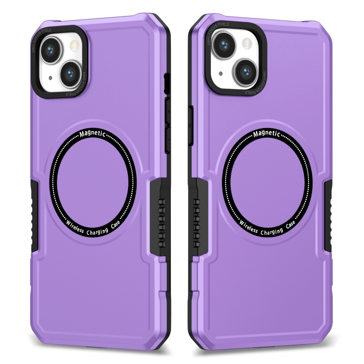 

For iPhone 15 MagSafe Shockproof Armor Phone Case(Purple)