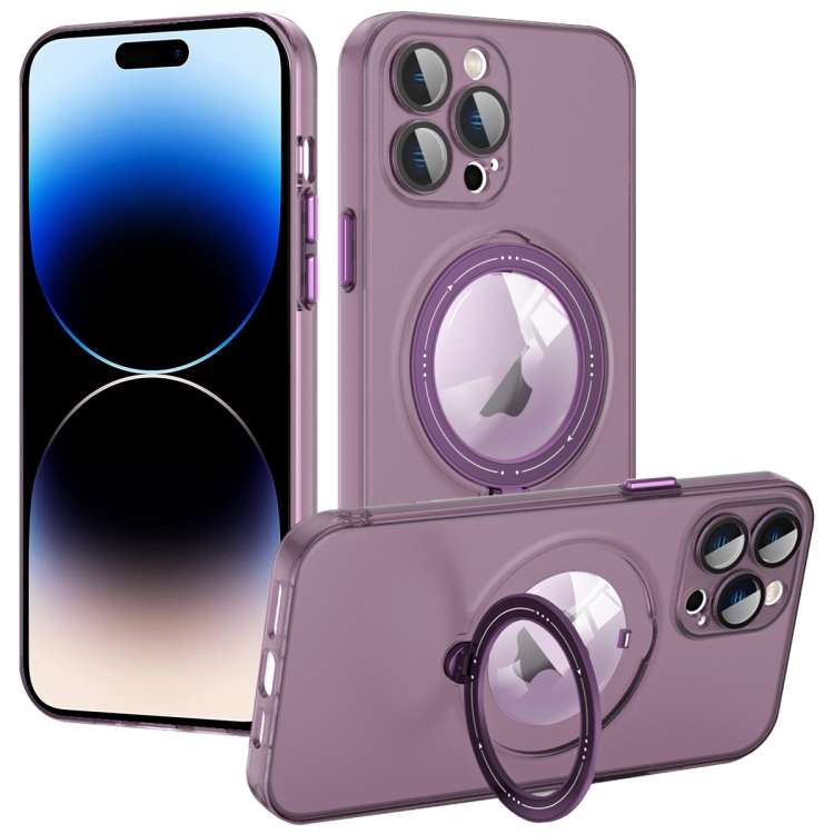 

For iPhone 14 Pro Max MagSafe Multifunction Holder Phone Case(Dark Purple)