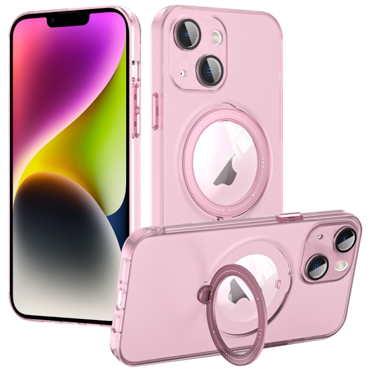 

For iPhone 14 Plus MagSafe Multifunction Holder Phone Case(Pink)