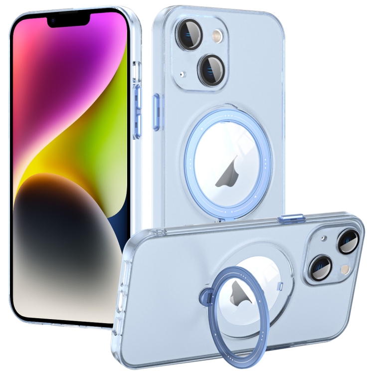 

For iPhone 14 Plus MagSafe Multifunction Holder Phone Case(Sierra Blue)