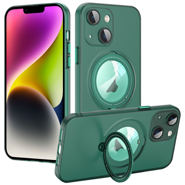 

For iPhone 14 Plus MagSafe Multifunction Holder Phone Case(Green)