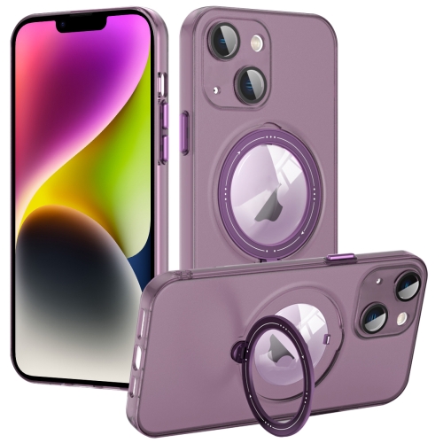 

For iPhone 14 MagSafe Multifunction Holder Phone Case(Dark Purple)