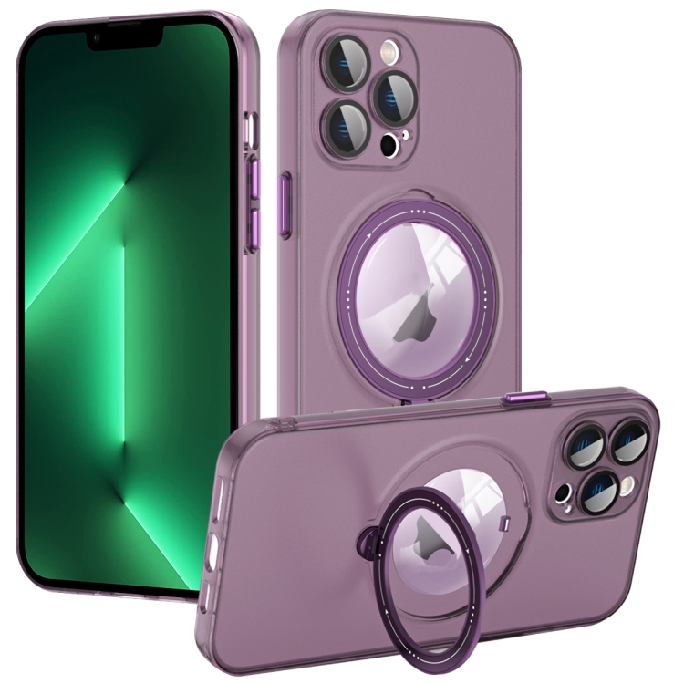 

For iPhone 13 Pro Max MagSafe Multifunction Holder Phone Case(Dark Purple)