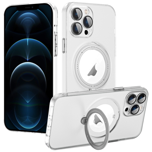 

For iPhone 12 Pro Max MagSafe Multifunction Holder Phone Case(Transparent)