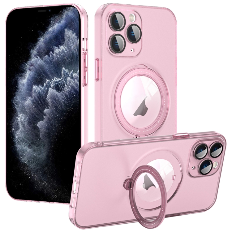 

For iPhone 11 Pro Max MagSafe Multifunction Holder Phone Case(Pink)