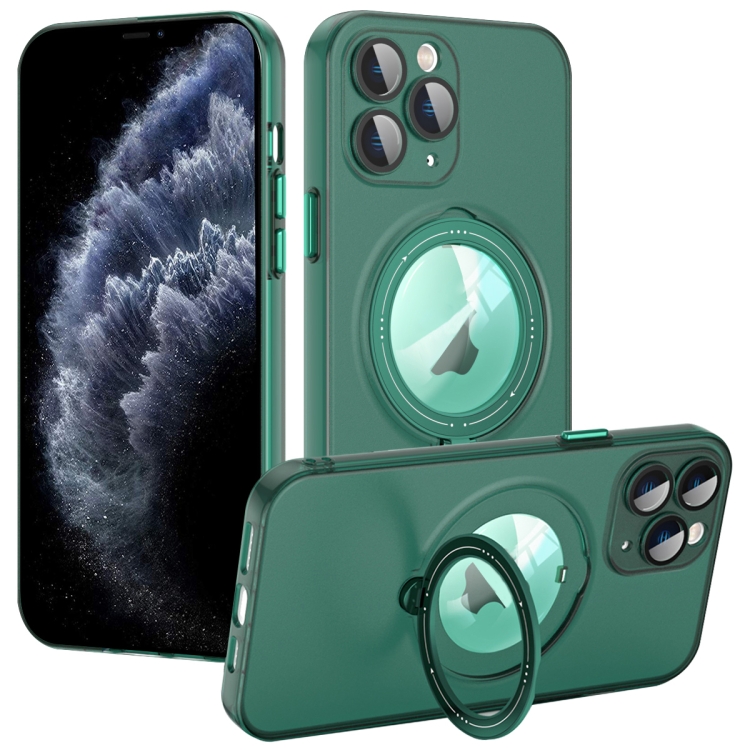 

For iPhone 11 Pro Max MagSafe Multifunction Holder Phone Case(Green)