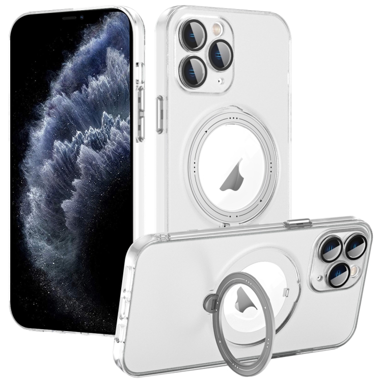 

For iPhone 11 Pro Max MagSafe Multifunction Holder Phone Case(Transparent)