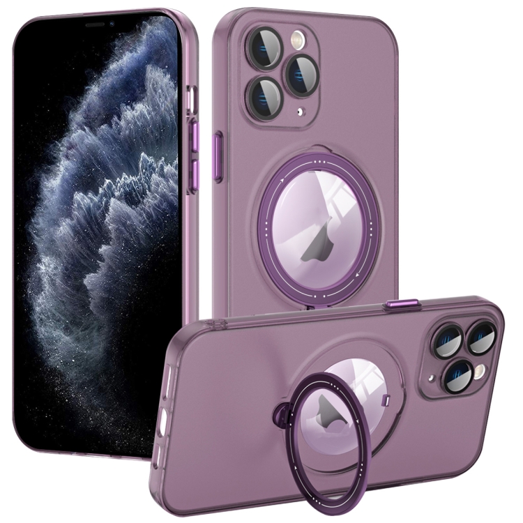 

For iPhone 11 Pro MagSafe Multifunction Holder Phone Case(Dark Purple)