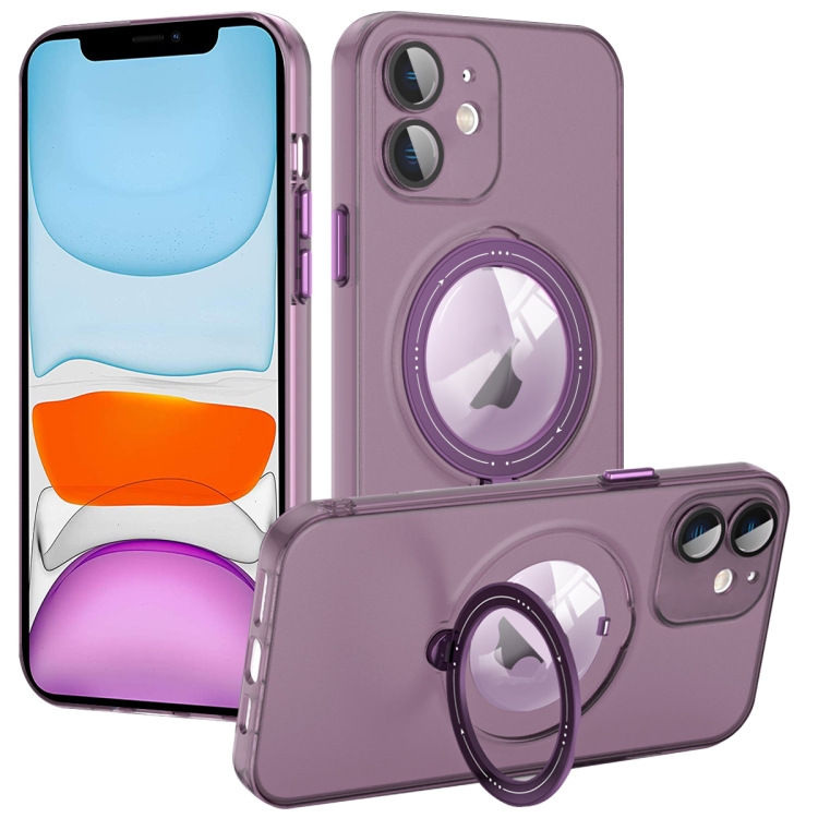 

For iPhone 11 MagSafe Multifunction Holder Phone Case(Dark Purple)