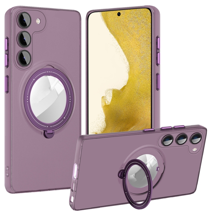 

For Samsung Galaxy S22 5G MagSafe Multifunction Holder Phone Case(Dark Purple)