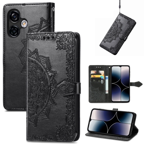 

For Ulefone Note 16 Pro Mandala Flower Embossed Leather Phone Case(Black)