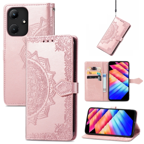 

For Infinix Hot 30i Mandala Flower Embossed Leather Phone Case(Rose Gold)