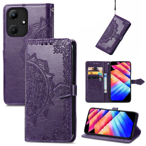 

For Infinix Hot 30i Mandala Flower Embossed Leather Phone Case(Purple)