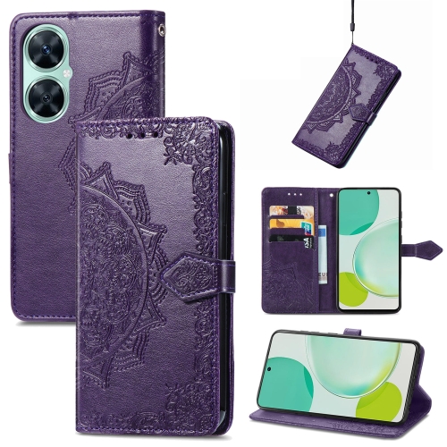 

For Huawei Enjoy 60 Pro / nova 11i Mandala Flower Embossed Leather Phone Case(Purple)