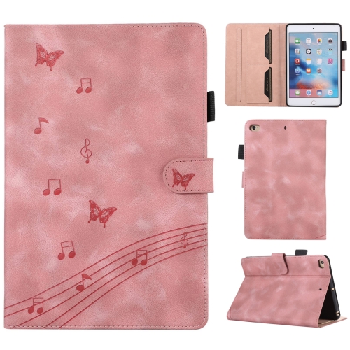 

For iPad mini 5 / 4 / 3 / 2 / 1 Staff Music Embossed Smart Leather Tablet Case(Pink)