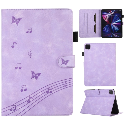 

For iPad Pro 12.9 2022 / 2021 / 2020 Staff Music Embossed Smart Leather Tablet Case(Purple)