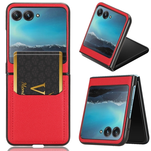 

For Motorola Moto Razr 40 Ultra Litchi Texture Card Slot Phone Case(Red)