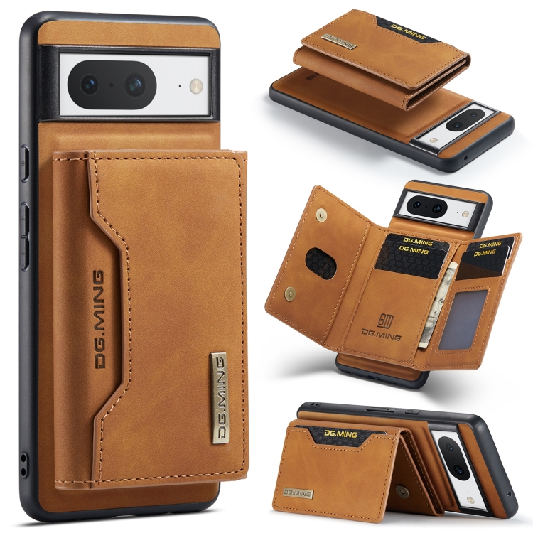 

For Google Pixel 8 DG.MING M2 Series 3-Fold Multi Card Bag + Magnetic Phone Case(Brown)