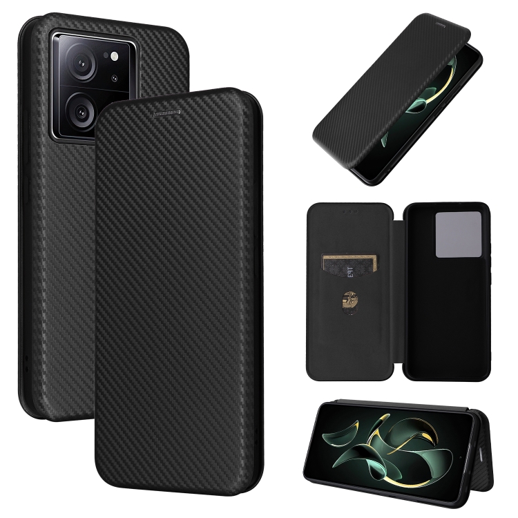 

For Xiaomi Redmi K60 Ultra Carbon Fiber Texture Flip Leather Phone Case(Black)