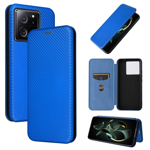 For Xiaomi Redmi K60 Ultra Carbon Fiber Texture Flip Leather Phone Case(Blue)