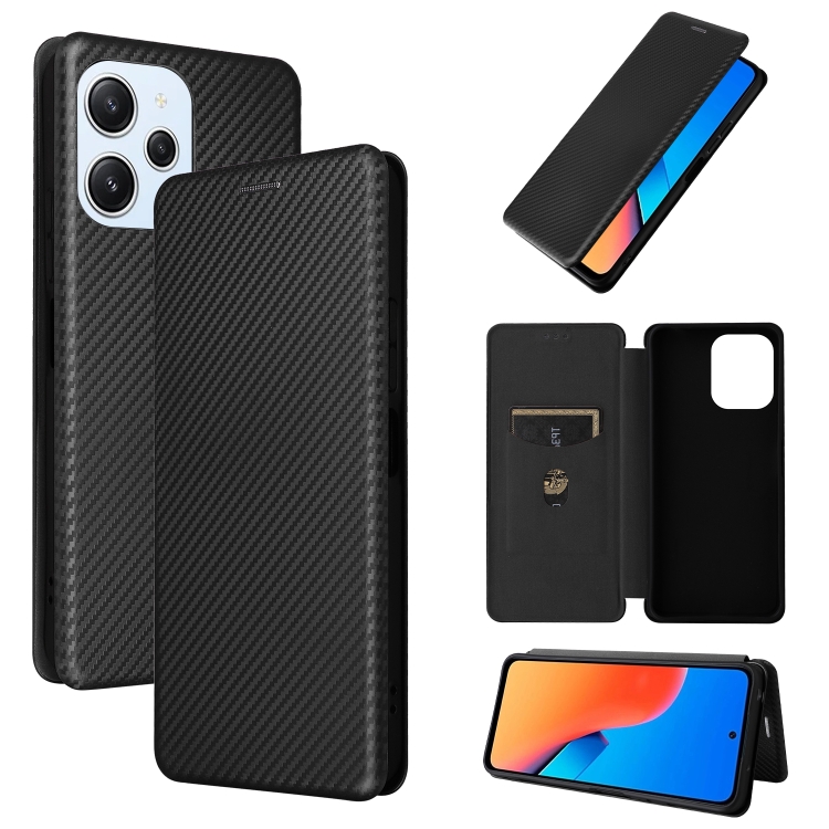 

For Xiaomi Redmi 12R / Poco M6 Pro Carbon Fiber Texture Flip Leather Phone Case(Black)