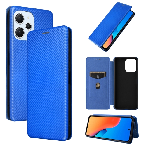 

For Xiaomi Redmi 12R / Poco M6 Pro Carbon Fiber Texture Flip Leather Phone Case(Blue)