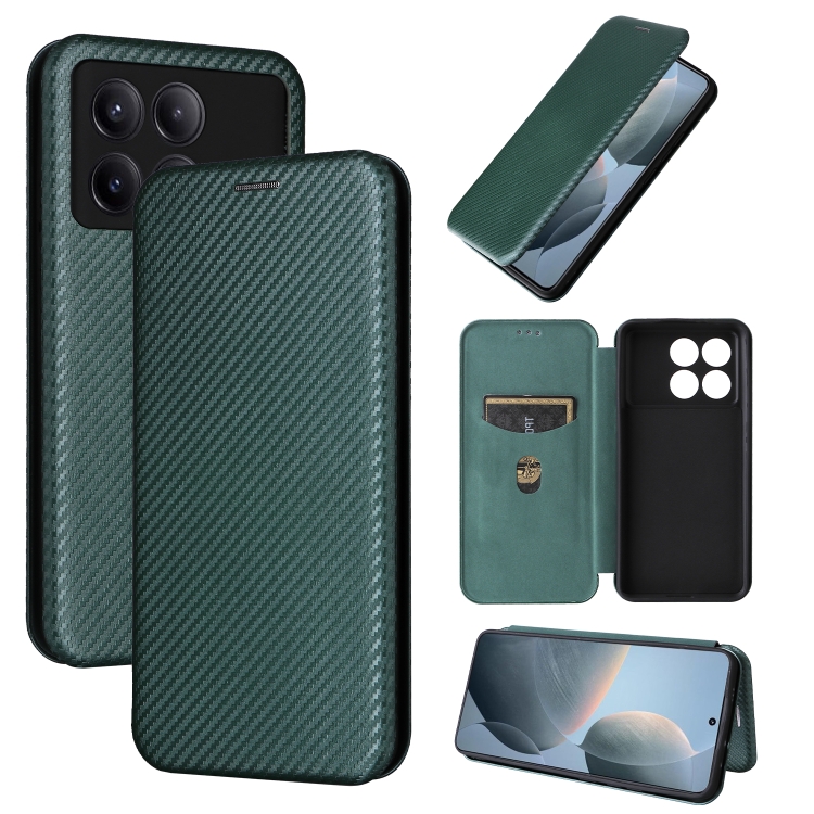 

For Xiaomi Redmi K70E 5G Carbon Fiber Texture Flip Leather Phone Case(Green)