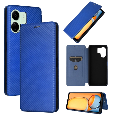

For Xiaomi Redmi 13C 5G / 4G Carbon Fiber Texture Flip Leather Phone Case(Blue)