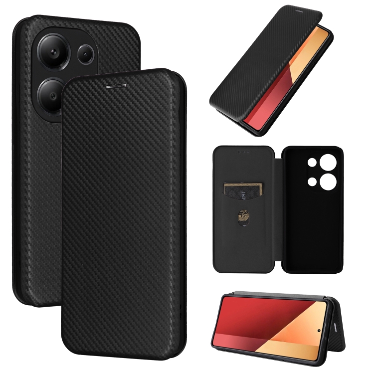 

For Xiaomi Redmi Note 13 Pro / M6 Pro 4G Carbon Fiber Texture Flip Leather Phone Case(Black)