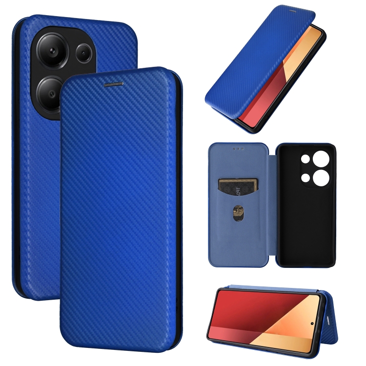 

For Xiaomi Redmi Note 13 Pro / M6 Pro 4G Carbon Fiber Texture Flip Leather Phone Case(Blue)