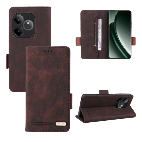 

For Realme GT 6 / GT 6T Magnetic Clasp Leather Phone Case(Brown)