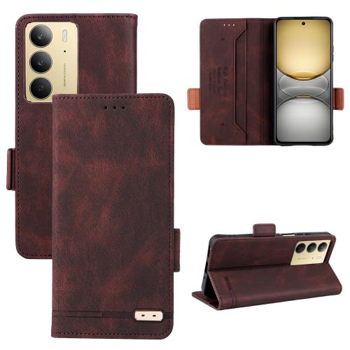 

For Realme C75 4G Magnetic Clasp Leather Phone Case(Brown)