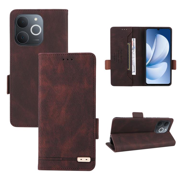 

For Realme C71 4G India / Note 70T 4G Magnetic Clasp Leather Phone Case(Brown)
