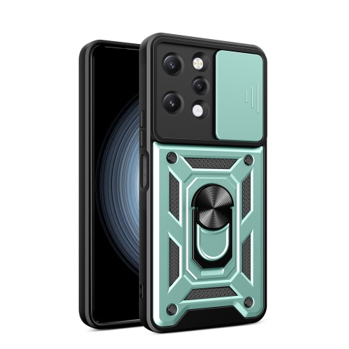

For Xiaomi Redmi 12 4G Sliding Camera Cover Design TPU Hybrid PC Phone Case(Mint Green)