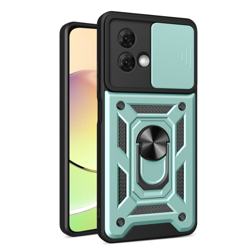 

For Motorola Moto G84 Sliding Camera Cover Design TPU Hybrid PC Phone Case(Mint Green)