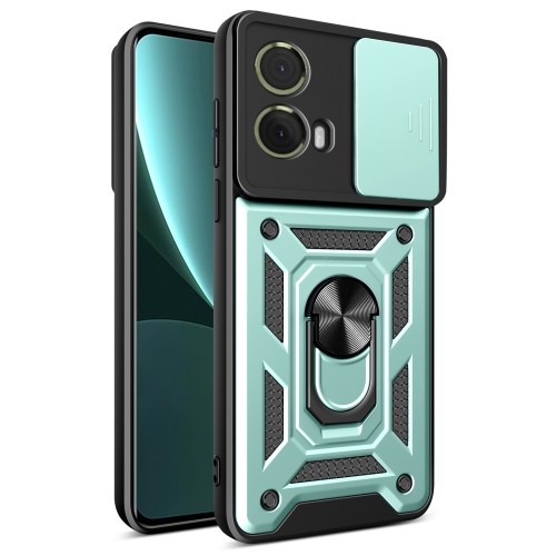 

For Motorola Moto G85 / S50 Neo Sliding Camera Cover Design TPU Hybrid PC Phone Case(Mint Green)