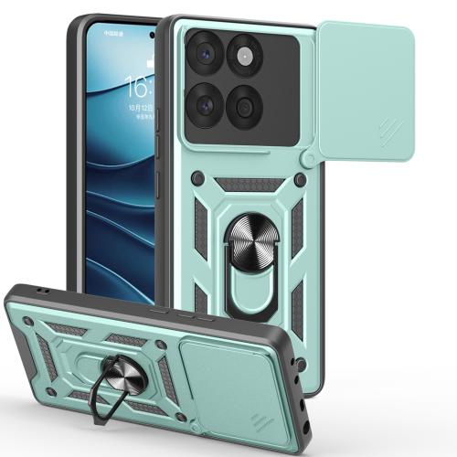 

For Motorola Edge 60 Fusion Sliding Camera Cover Design TPU Hybrid PC Phone Case(Mint Green)