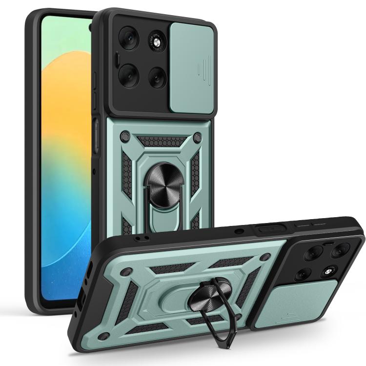 

For Motorola Moto G56 5G Sliding Camera Cover Design TPU+PC Phone Case(Mint Green)