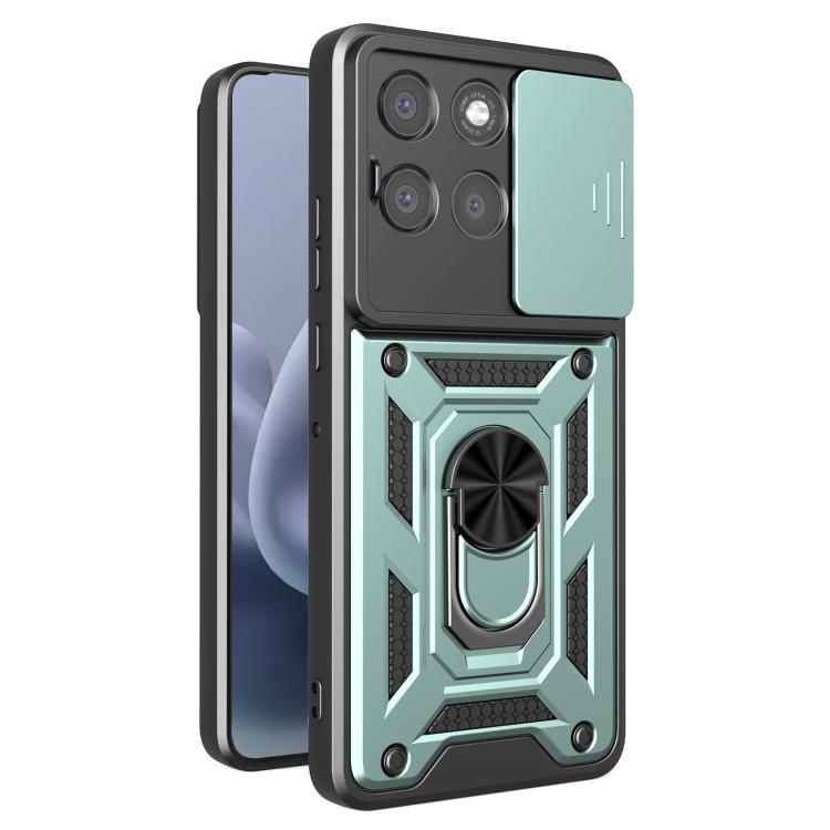 

For Motorola Moto G86 Power Sliding Camera Cover Design TPU+PC Phone Case(Mint Green)