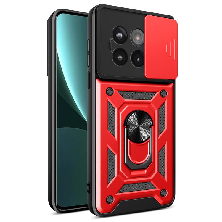 

For OnePlus 13R / Ace 5 / Ace 5 Pro 5G Sliding Camera Cover Design TPU+PC Phone Case(Red)