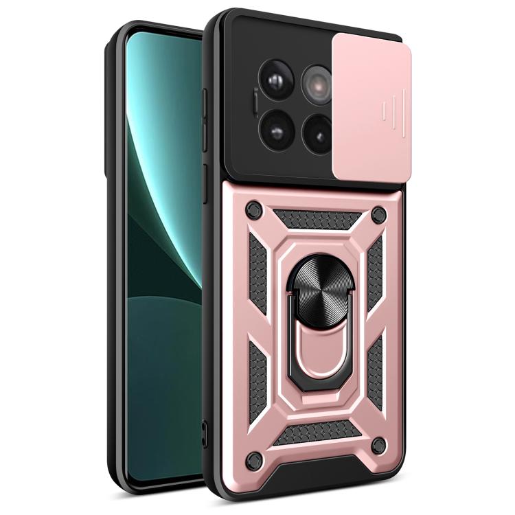 

For OnePlus 13R / Ace 5 / Ace 5 Pro 5G Sliding Camera Cover Design TPU+PC Phone Case(Rose Gold)
