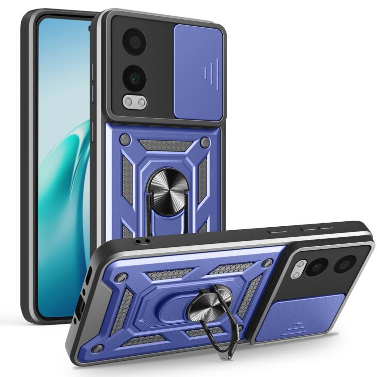 

For OnePlus Nord CE4 Lite Sliding Camera Cover Design TPU+PC Phone Case(Blue)